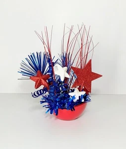 RED WHITE BLUE JULY 4TH SMALL PATRIOTIC CENTERPIECE PARTY DECORATION GIFT NEW - Picture 1 of 10
