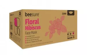 Cranberry 2300 BeeSure Ohrschlaufe ASTM Level3 Gesichtsmasken Hibiskus Blumen Rosa 400Bx - Bild 1 von 1