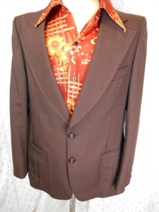 Fabulous Vintage 1960s 70s Brown Wool Blend Sports Jacket Blazer 40 Reg Groovy!! - Picture 1 of 7
