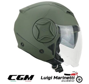 Casco jet d/jet CGM ILLINOIS Verde militare green Doppia Visiera S 55 56 - Picture 1 of 4