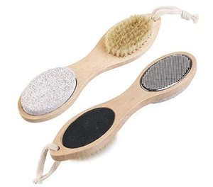 Foot Pumices Brush Stone Rasp File Exfoliating Wooden Handle Pedicure Tool - Picture 1 of 3