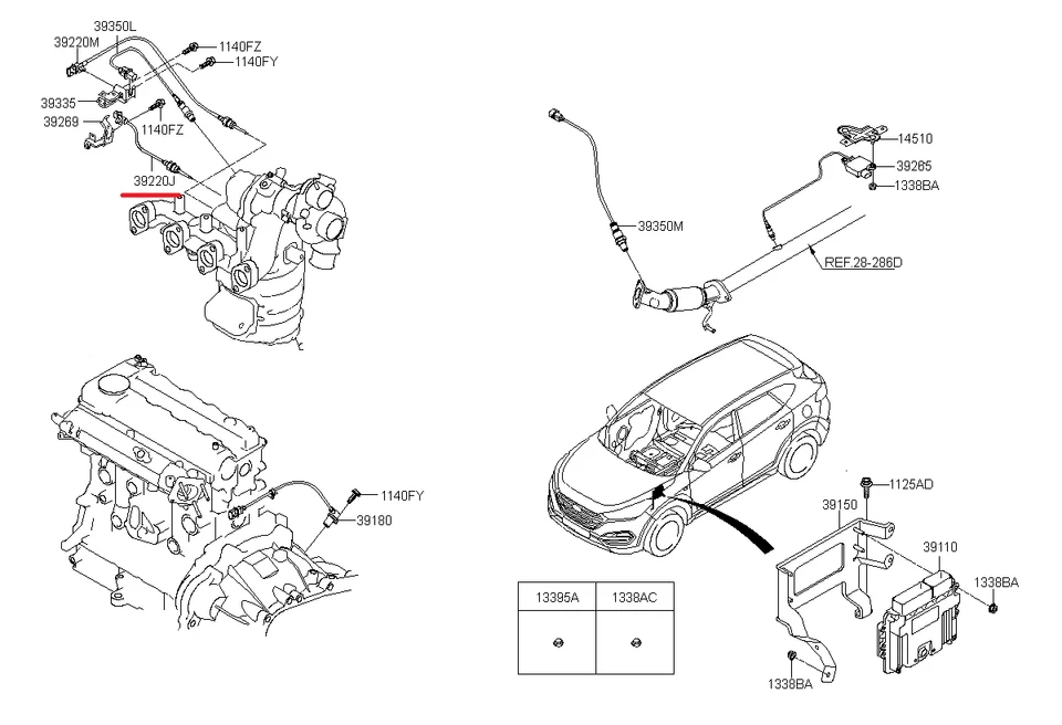 Genuine/OEM 392312A600 SENSOR-EXH.TEMPERATURE for Kia New Pride (Rio) - Image 1 of 1