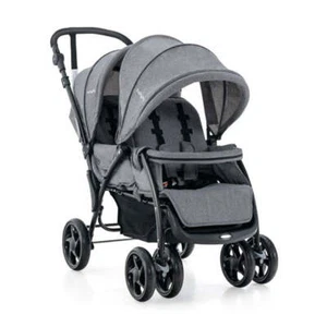 Folding Double Baby Stroller with Tandem Seating and Canopy for Toddlers Grey - Picture 1 of 4