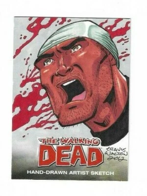 THE WALKING DEAD COMIC BOOK PART 1 TRADING CARD 1/1 SKETCH CARD by Travis Walton - Image 1 of 3