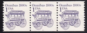 2225 Transportation Issue – 1c "Omnibus 1880s" PNC 3 Plate # 2 Dull Gum MNH - Picture 1 of 2