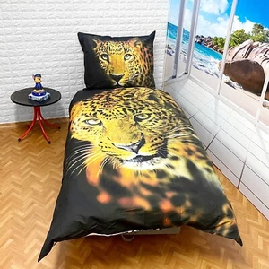 Leopardo Set 2pezzi Letto Singolo Copripiumino 140x200cm, Federa Biancheria - Foto 1 di 3