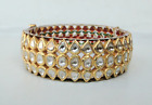 Vintage Antique 20K Gold Diamond Polki Kundan Bracelet Bangle Rajasthan India