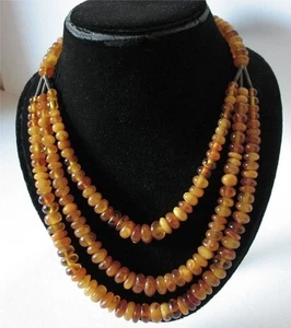 Alte Bernsteinkette Collier Butterscotch Honigbernstein dreireihig - Bild 1 von 6