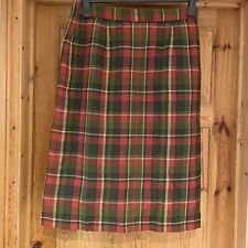 Avoca Collection 100% Pure New Wool Red Tartan A Line Midi Skirt Size Large