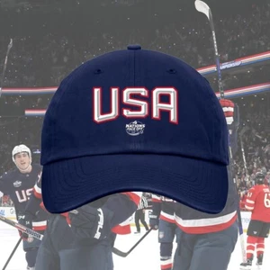 SALE!! USA Hockey Team 2025 4 Nations Face-Off Champs Classic Print Navy Hat - Picture 1 of 4