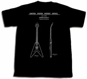 Gibson FLYING V GUITAR PATENT SHIRT XL TShirt Extra Large NEW Ted McCarty - Picture 1 of 1