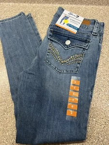 SEVEN7 STARLETTE SKINNY BLUE JEANS SIZE 8 Signature Stitch Pockets Bisbee - Bild 1 von 3