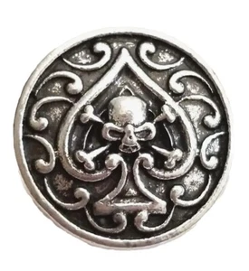 TOTENKOPF IN SPATENFORM 18mm/20mm INGWER DRUCKKNOPF DRUCKKNOPF AUSTAUSCHBAR SCHMUCK - Bild 1 von 4