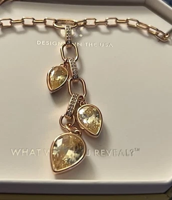 Bomb Party November 2025 Necklace Lab Created Citrine Rose Gold Plating - Image 1 of 2