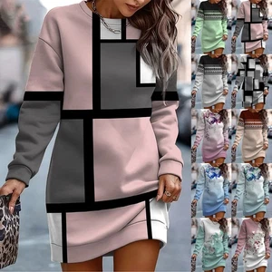 Plus Size Womens Winter Hoodies Sweatshirts Jumper Tops FLEECE Casual Mini Dress - Picture 1 of 19