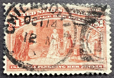 US 1893 Sc# 241 Used Stamp Chicago Cancel Columbian Expo Queen Isabella Jewels - Image 1 of 2