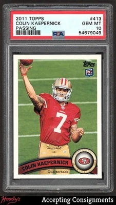 2011 Topps #413 Colin Kaepernick RC Rookie PSA 10 GEM MINT SAN FRANCISCO 49ERS - Image 1 of 2