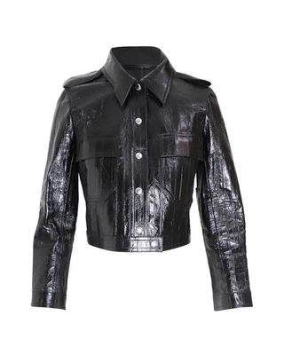 Louis Vuitton Cropped Jacket in Black Leather - Image 1 of 3