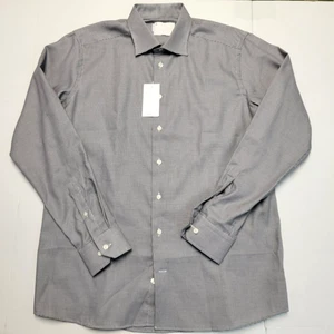 Nueva Camisa Deportiva ETON Con Botones Contemporánea Hombres 2XL 18.5 47 Pata de Gallo Cuadros Negra - Imagen 1 de 6