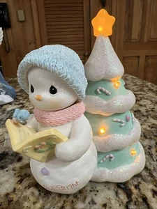 Precious Moments Merry And Bright Rare Figurine Snowman Light Up Tree 2005 - Picture 1 of 8