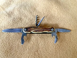 Vintage SMF Solinger Metall Fabrik wie Böker 182 Jagdmesser Hornschalen Germany - Bild 1 von 5
