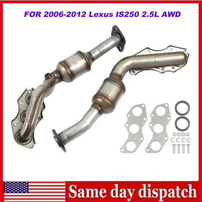 For 2006-2012 Lexus IS250 2.5L AWD Catalytic Converter 2pcs Stainless Steel EPA - Image 1 of 4