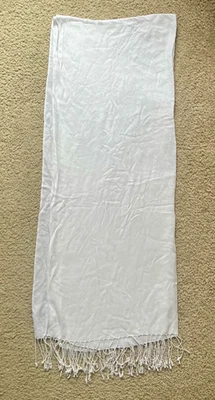 Bijoux Terner Soft White Luxury Pseudo Pashmina Tassle White Scarf Shawl - Image 1 of 4