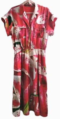 Tory Burch Printed Silk Twill Shirtdress Sz 12 Current Season $690 Retail - Image 1 of 4