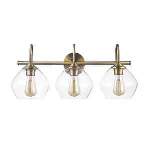 GLOBE Electric 63000103 26" 3-Light Vanity Fixture Brass Finish Clear Glass S... - Picture 1 of 9