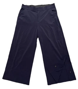 Athleta Pants Womens 8 Navy Blue Tribeca Crop Snap Active Casual Travel Minimal - Picture 1 of 11