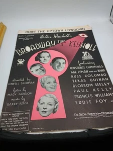 BROADWAY THRU KEYHOLE Sheet Music "Doin' Uptown LowDown" Texas Guinan - Picture 1 of 6