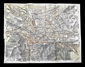 1939c OLD Mappa Topografica Citta FIRENZE CENTRO/PERIF..SCALA 1:20.000.HACHETTE - Foto 1 di 1
