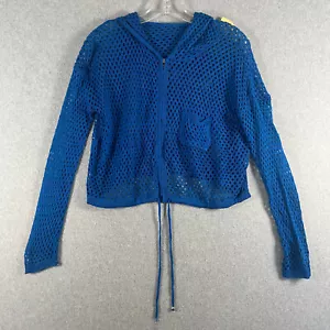 Unbranded Bora Blouse Womens M to L Blue Cropped Hooded Zipper Pocket NWT - Picture 1 of 17