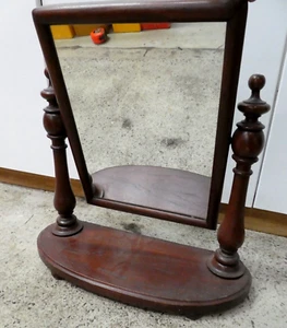 ANTIQUE VICTORIAN TABLE TOP SWIVEL MIRROR TURNED AUSTRALIAN CEDAR TIMBER STAND - Picture 1 of 13