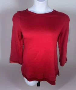 Chicos Pullover Tunic Ruffle Sweater Size 1 NWT Retail $79 Red 0129 - Picture 1 of 11