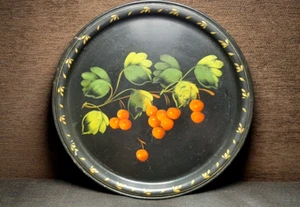 Vintage Soviet Hand Painted Floral Metal Serving Tray. USSR - Picture 1 of 14