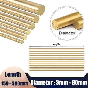 Brass Round Bar Rod 3mm 5mm 6mm 7mm 8mm 12mm 14mm 15mm 16mm 18mm - 80mm Diameter - Picture 1 of 6