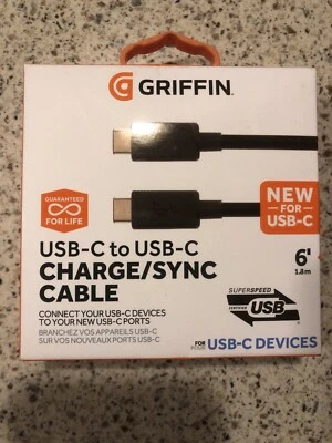 Griffin USB-C to USB-C Charge Sync Cable 6' NEW - Image 1 of 4