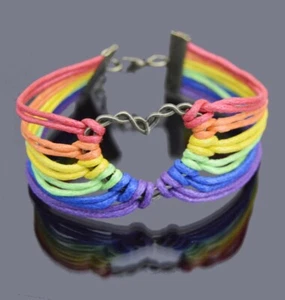 LGBTQ Armband Regenbogen Festivalband Herz Pride Gay Bändchen CSD Stoffband - Bild 1 von 1