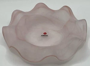 Vintage Herner Glas Bowl / Trinket Dish Pink Swirl Art Glass Ruffled, 6” Germany - Picture 1 of 12