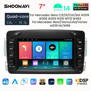 Android 14 Auto Radio 32GB GPS Car Stereo for Benz W209 CLK-C209 W203 W168 W463 - Imagen 1 de 8