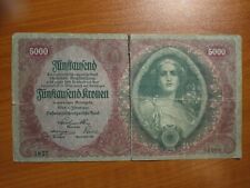 Austria 5000 Kronen 1922 Large Bill Old Vintage Banknotes Inflation Small Rip Kr
