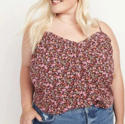 Old Navy Scoop-Neck Floral Swing Cami-Blouse Burgundy Floral Women’s Size 4X - Image 1 of 4