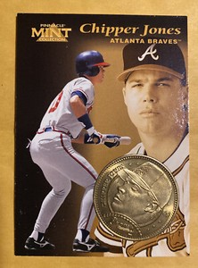 1997 Pinnacle Mint Collection Chipper Jones Card & Brass Coin #9