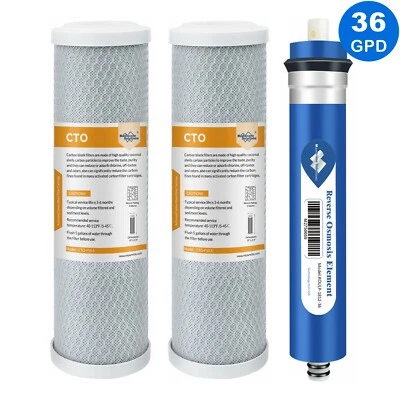 36 GPD RO Membrane Carbon Water Filter for GE FX12P FX12M Reverse Osmosis System - Image 1 of 4