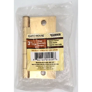 Gate House 3 1/2" Satin Brass Steel Door Hinge Replacement 5/8" Radius - Picture 1 of 2