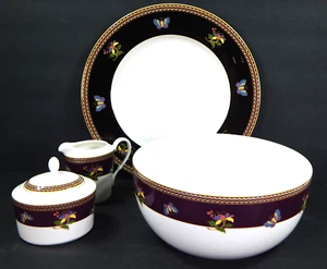 RARE MIKASA PAPILLON 5pc SERVING SET PLATTER VEGETABLE BOWL SUGAR & CREAMER NEW! - Picture 1 of 18