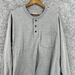 Duluth Trading Shirt Mens L Gray Relaxed Fit Longtail Henley Button Long Sleeve - Picture 1 of 11