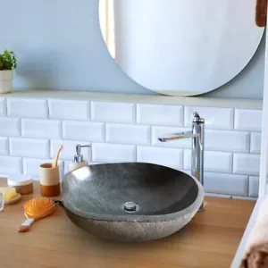 ROCK Riverstone Stone Vessel Bathroom Sink - Picture 1 of 3