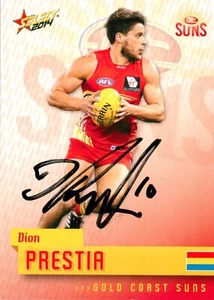 Signed 2014 GOLD COAST SUNS AFL Card DION PRESTIA - Picture 1 of 3